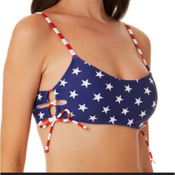 NWT California Waves classic stars/stripes juniors size large cutout bikini top - Picture 1 of 6